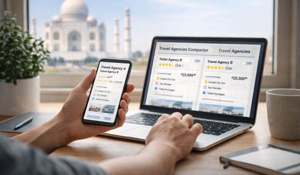 Choosing best travel agency in Agra through online research and reviews